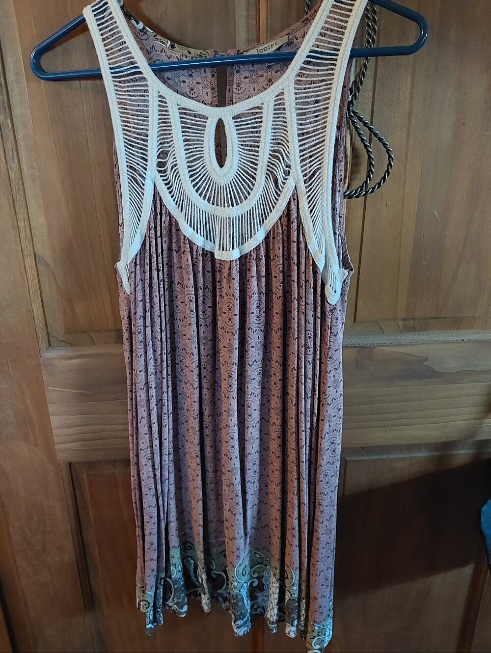 Jodifel Dusty Rose Maxi Dress with White Crochet Yoke - Picture 2 of 6